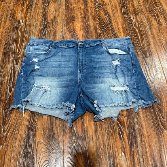 Cello Pants - Women’s Size 24 Plus Ms Cello Blue Distressed Denim Jean Shorts Stretch Shortie